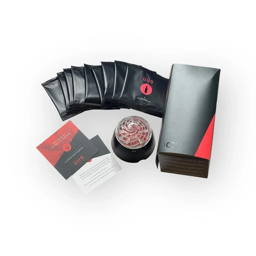 Üllo ❂ Wine Purifier and Filters ❂ Black ❂ Purifier + 11 Full Bottles Filters ❂